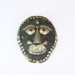 An unusual Northern Indian/ Himalayan ritual mask made of an animal skull covered with shagreen