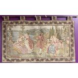 A vintage tapestry with brass rail, 111 x 71cm, together with a gilt framed tapestry.