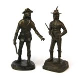 Two American cast bronze figures of a buffalo hunter and Cheyenne scout 7th cavalry after Philip