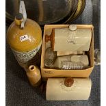 An Usher's Wiltshire Brewery, Bayswater, stoneware advertising flagon with other stoneware and glass