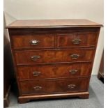 An early 20th C burr walnut veneered chest of drawers, 100 x 92 x 46cm.