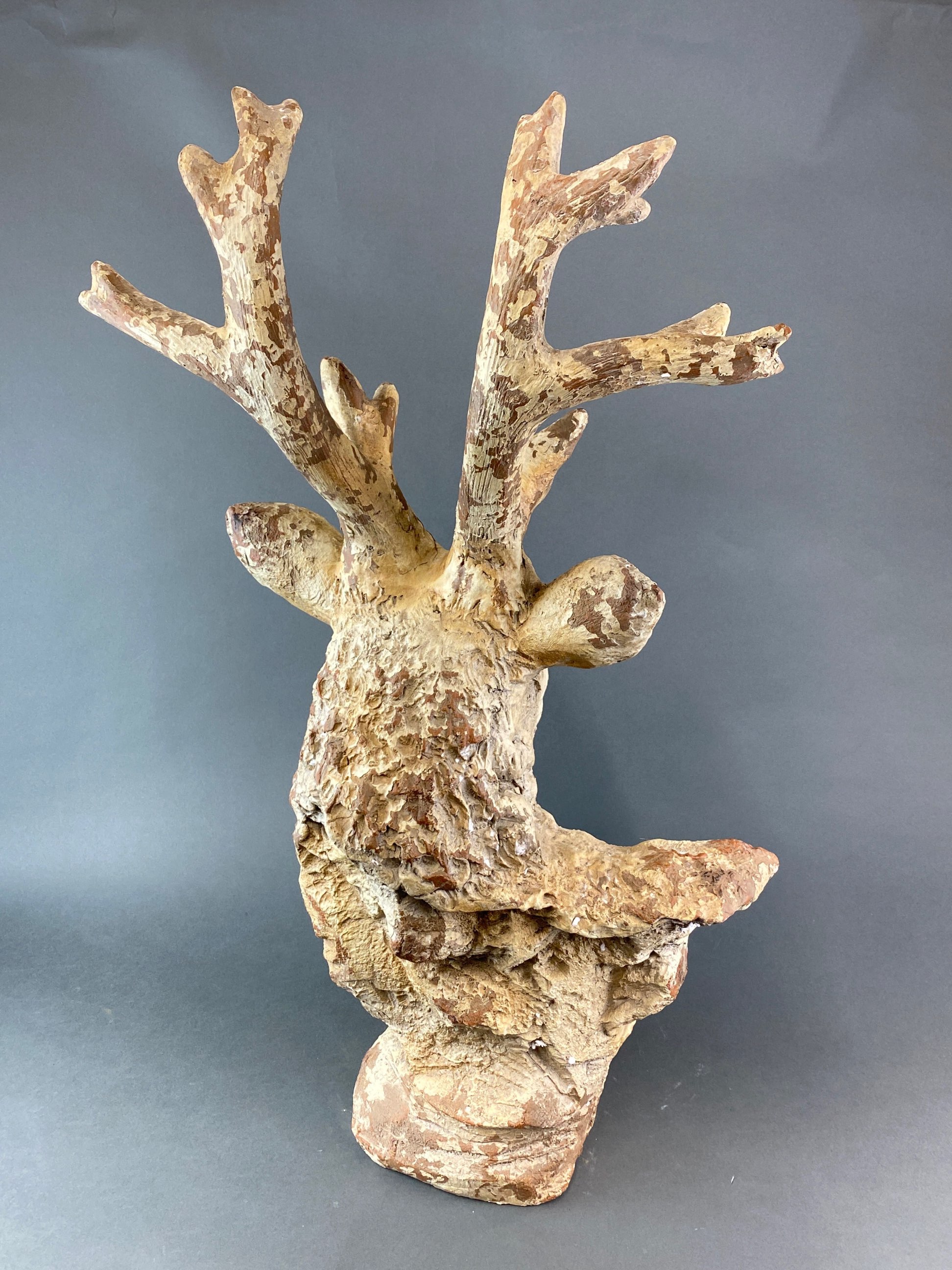 A large painted fibre glass and plaster sculpture of a stag painted to resemble terracotta, H. 78cm. - Bild 5 aus 6