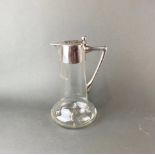 A German .800 silver mounted cut glass wine jug mounted with the crest for Kaiser Wilhelm II with