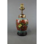 A mid 20th century Chinese cloisonne jar and lid mounted as a table lamp, H. 33cm.