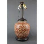 A Chinese crackle glazed porcelain jar mounted as a table lamp, H. 51cm.