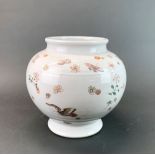 A Chinese hand-enamelled porcelain vase decorated with flowers and butterflies c.1900's with four