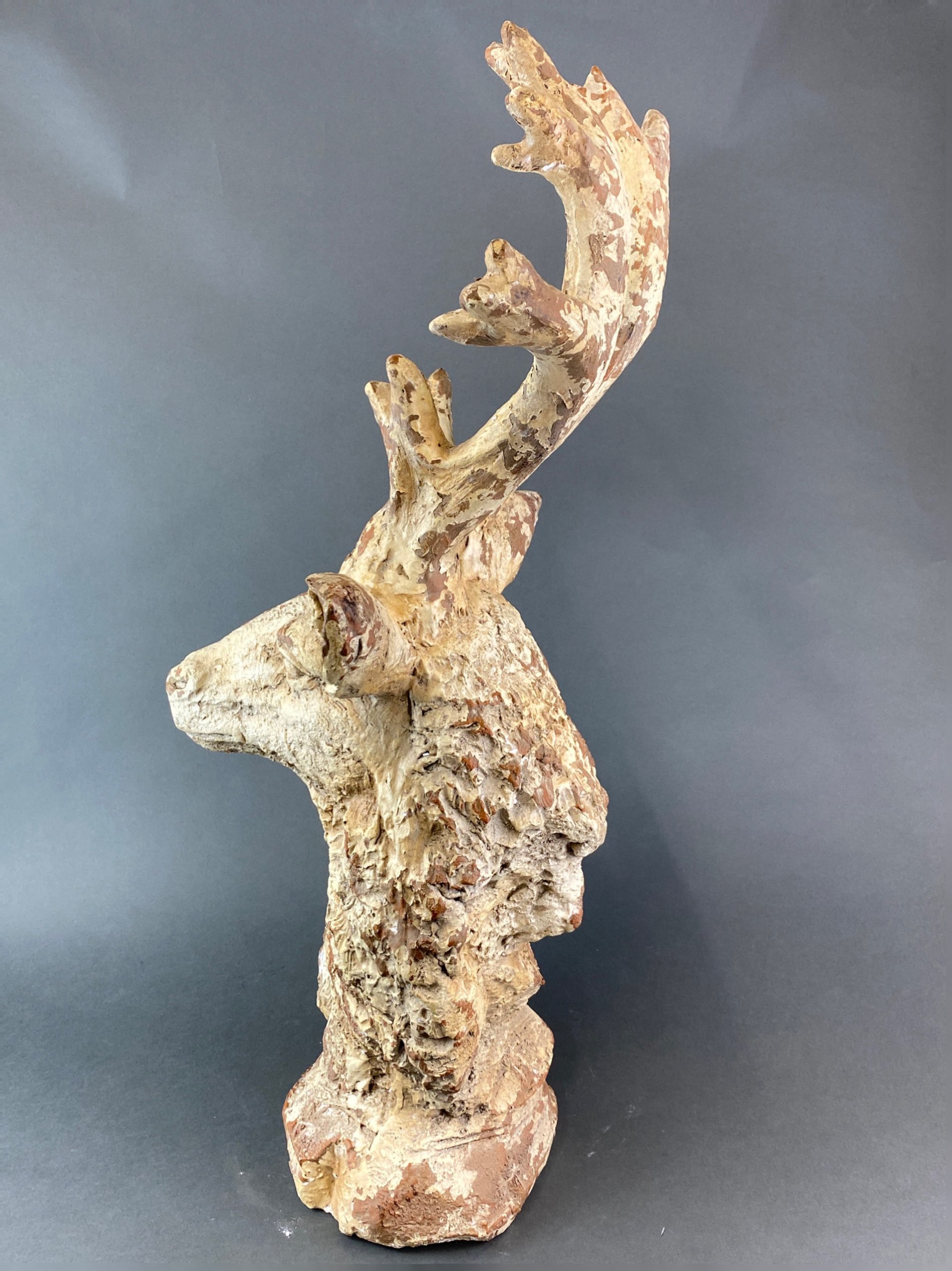 A large painted fibre glass and plaster sculpture of a stag painted to resemble terracotta, H. 78cm. - Bild 4 aus 6