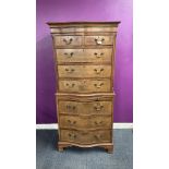 A two section mahogany tallboy chest of drawers, overall H. 156cm.