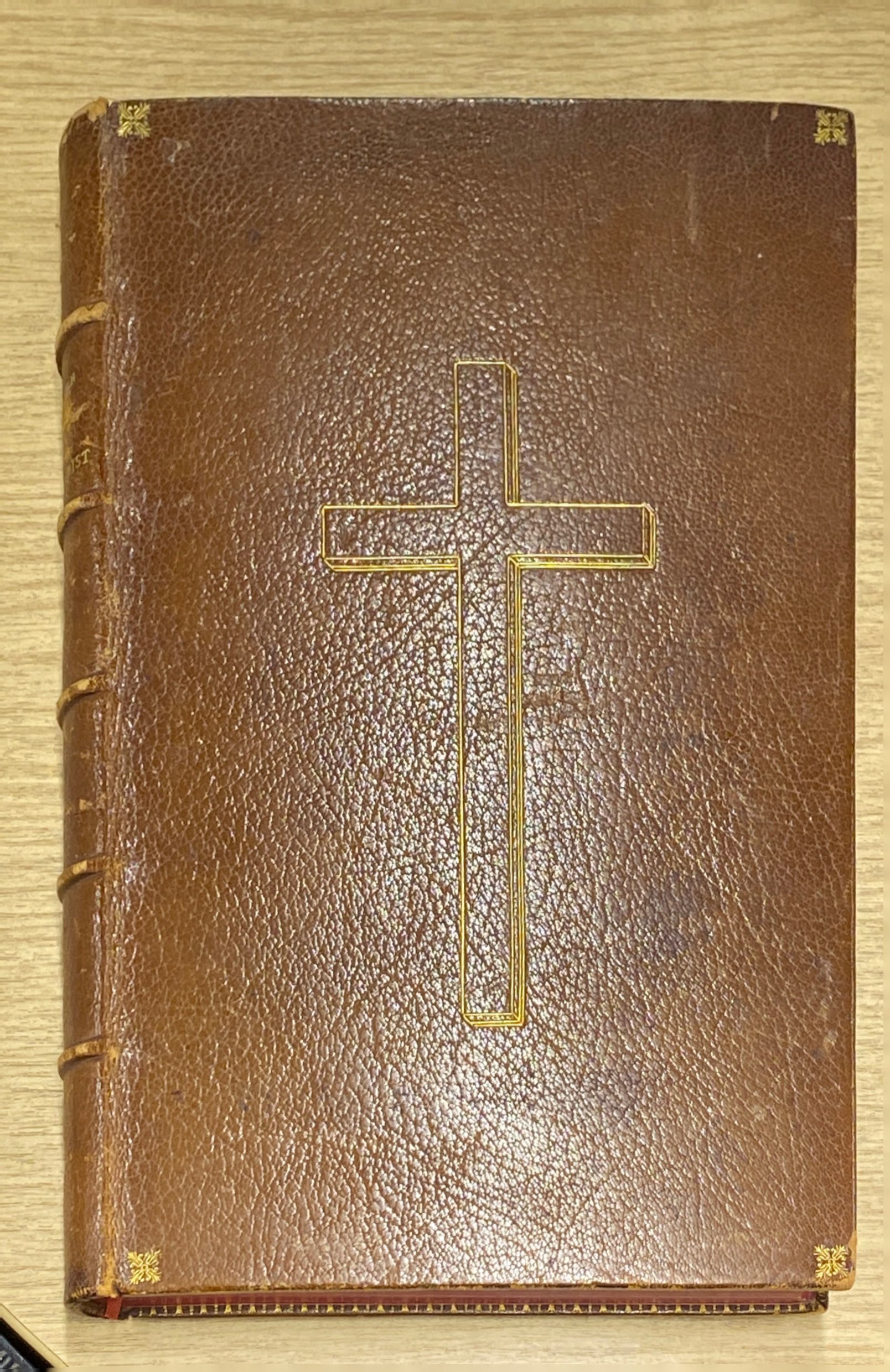 A leather bound edition in French of 'De L'imitation De Jesus-Christ' by Thomas A Kempis, 1864.