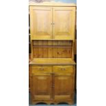 A pine two drawer kitchen cabinet, H. 210cm.