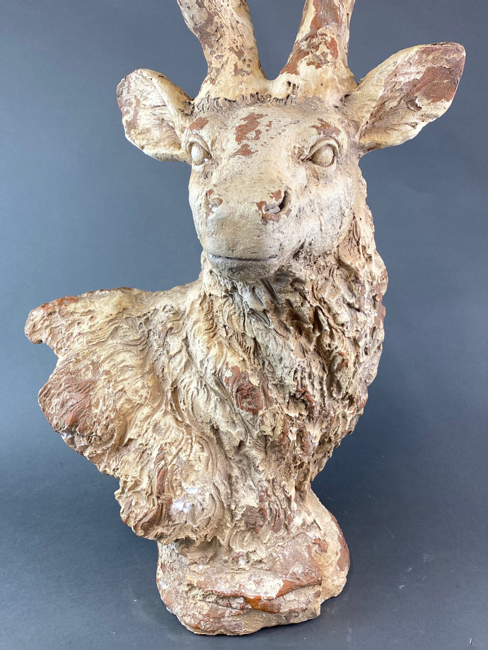 A large painted fibre glass and plaster sculpture of a stag painted to resemble terracotta, H. 78cm. - Bild 2 aus 6