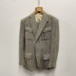 A gent's vintage tailor made three piece suit, shoulder W. 47cm, waist size 70cm. Well used.