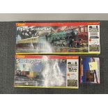 Two boxed Hornby 00 gauge railway sets with single box and crossing.