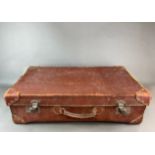 An interesting antique leather suitcase embossed for Nate Salsbury, Buffalo Bill's Wild West London,
