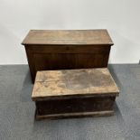 A 20th C oak storage chest/trunk together with a further tool chest, largest 96 x 57 x 42cm.