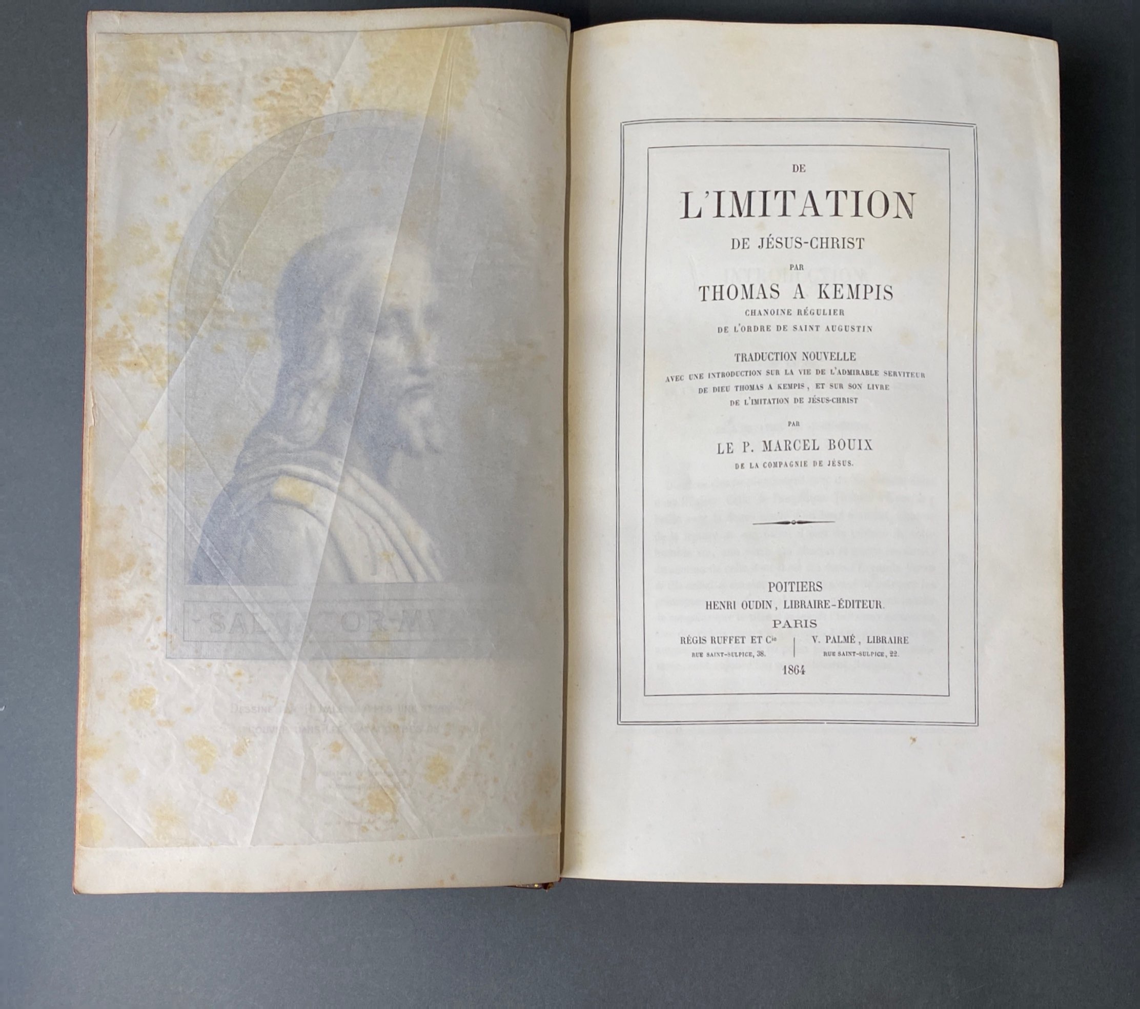 A leather bound edition in French of 'De L'imitation De Jesus-Christ' by Thomas A Kempis, 1864. - Bild 2 aus 2