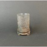 A small Chinese clear glass brush pot, H. 10cm.