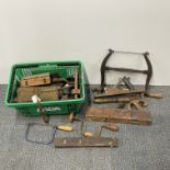 A quantity of vintage wood working tools.