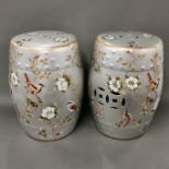 A pair of Chinese ceramic garden stools, H. 45cm.