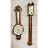 An 18th century Mercury barometer by A.E.Forre and Co London, H. 98cm, together with an oak