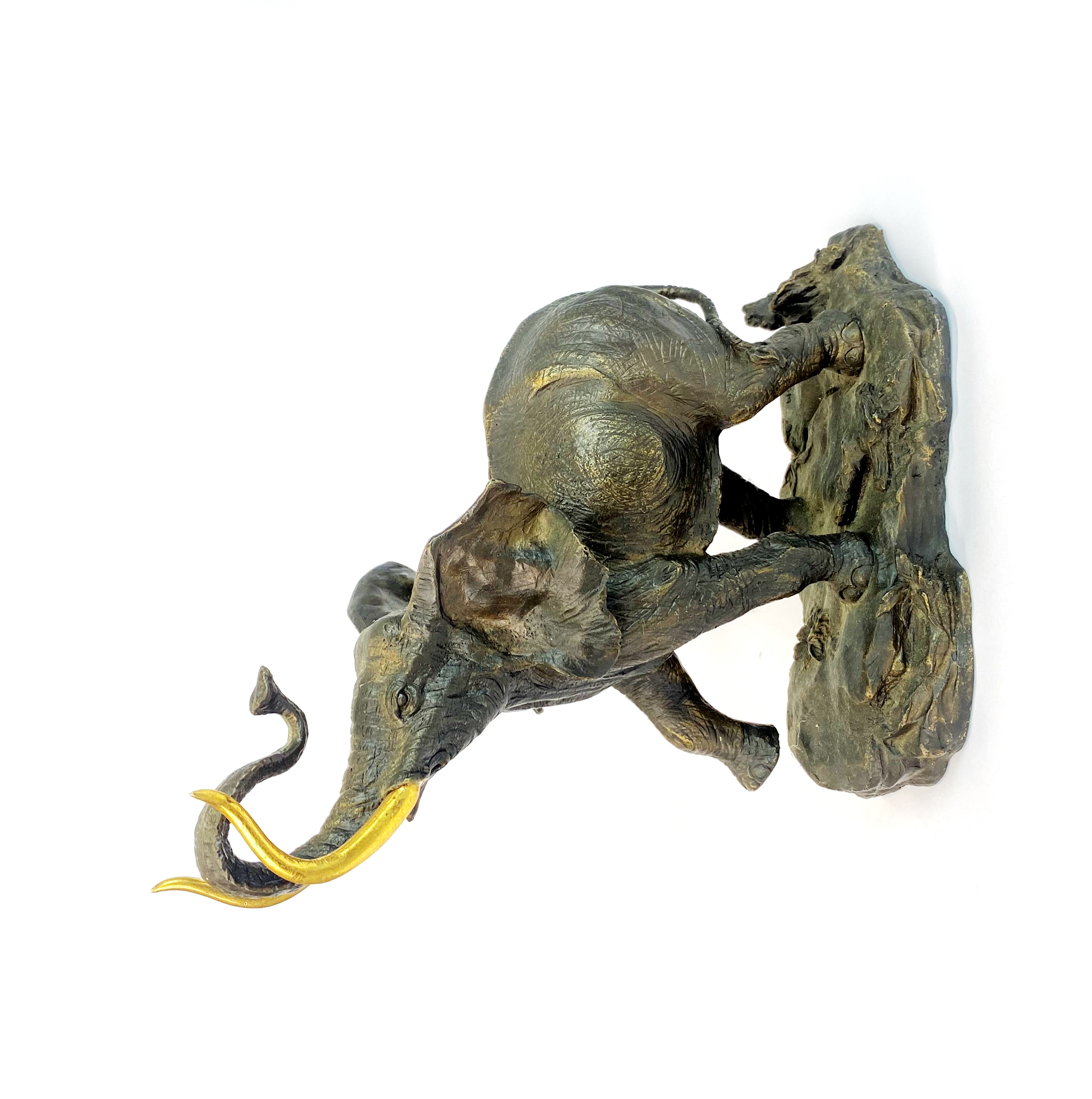 A gilt bronze figure of an elephant, H. 25cm.