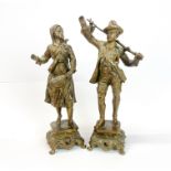 A pair of 19th Century French bronze figures of peasant merchants, H. 28cm. Both A/F to thumbs.