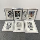 Autograph interest: A group of framed autograph photographs of Robert Mitcham, Yul Brynner, Telly