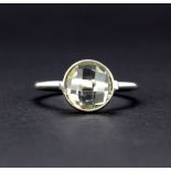 A 925 silver ring set with faceted green amethyst, (O).
