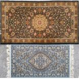 Two mid 20th C Prado Orient keshan super wool rugs, 180 x 90cm and 140 x 70cm.