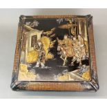 A Chinese hand-painted papier mache box, 35 x 35 x 14cm.