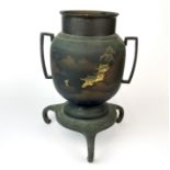 A 19th Century Japanese bronzed metal vase/censer, H. 24cm.