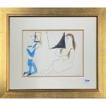 Pablo Picasso (Spanish 1881-1973): A gilt framed 1954 lithograph 'The Human Comedy' produced for '