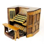 An interesting old handmade wooden model of an organ, H. 13.5cm.