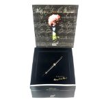 A boxed Mont Blanc lady's Mozart commemorative fountain pen with 14ct gold nib, CD absent.