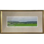 A pencil signed lithograph entitled 'Greys and greens at dusk' by Robert Hazlewood, 44 x 80cm.