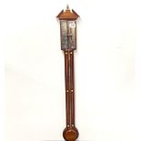 A hallmarked silver fronted mahogany Mercury barometer, H. 102cm.