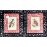 A pair of interesting framed prints with textured rubber cover frames utilising old car tyres, frame