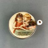 A Manoville early French children's music box, Dia. 7cm.