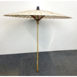 A mid-20th Century Chinese hand embroidered bamboo parasol, L. 82cm.