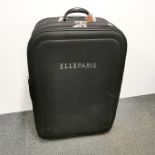 A black canvas Elle suitcase on wheels, 77 x 50 x 26cm.