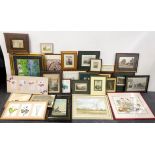 An extensive quantity of mixed framed prints, watecolours, etc.