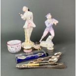 Two porcelain figurines and a group pf other items.