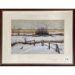 A framed pastel winter scene by Roy Raymont, frame size 58 x 46cm. together with a further