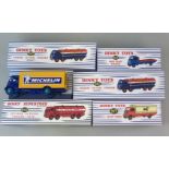 Six boxed (reproduction) Dinky Toys diecast model vehicles: model no. 512, no. 917, two of no. 942,