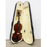 A cased Barrell Stradvarius style Miercourt violin.