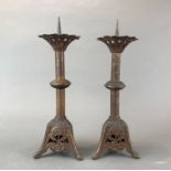 Pair of 19th Century French bronzed brass pricket candlesticks. H. 34cm.