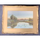A gilt framed watercolour of a rural scene by George Oyston (British 1860 - 1937) dated 1918,