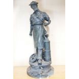 A large 19th Century French spelter figure of "Industrie". H. 60 cm.