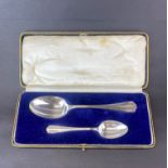 A boxed 1926 hallmarked silver christening, engraved.