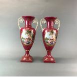 A pair of large continental porcelain vases. H. 40 cm.